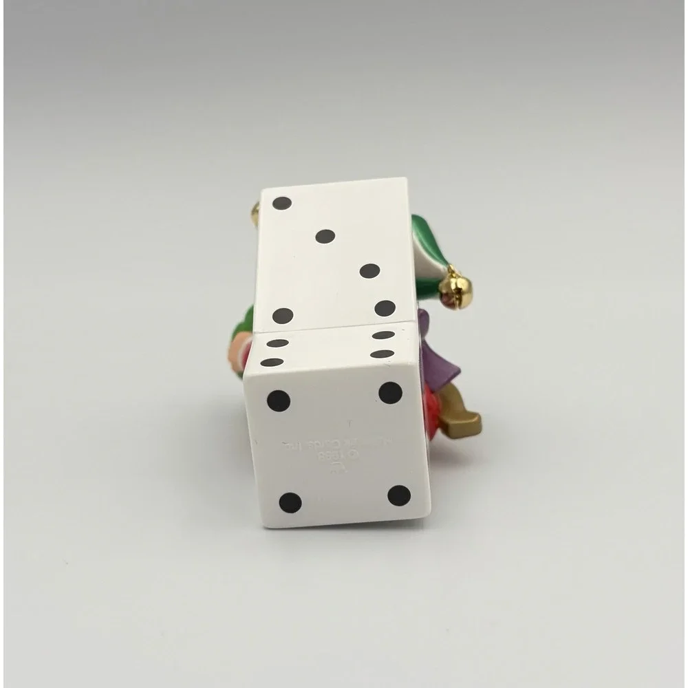 1998 Hallmark Keepsake Ornament Good Luck Dice Jester Clover QX6813 Vintage